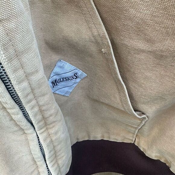 Vintage Muleskins Men's Beige Hooded Work Jacket XLT - Picture 4 of 11